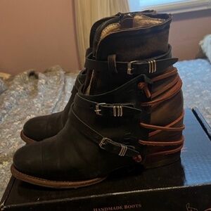 Freebird Black Leather Buckle Boots “Crue”